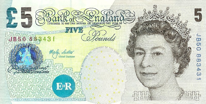small 5 pound note